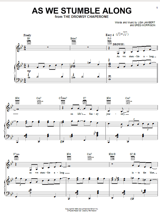 Lisa Lambert As We Stumble Along sheet music notes and chords arranged for Piano, Vocal & Guitar Chords (Right-Hand Melody)