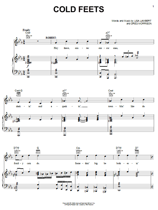 Lisa Lambert Cold Feets sheet music notes and chords arranged for Piano, Vocal & Guitar Chords (Right-Hand Melody)