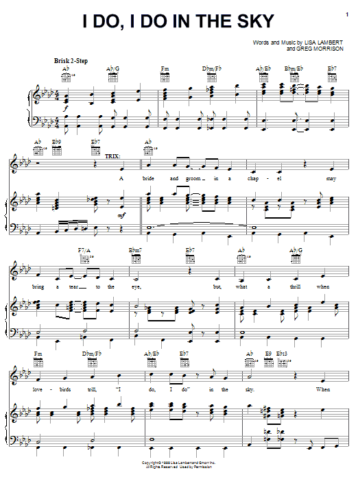 Lisa Lambert I Do, I Do In The Sky sheet music notes and chords arranged for Piano, Vocal & Guitar Chords (Right-Hand Melody)