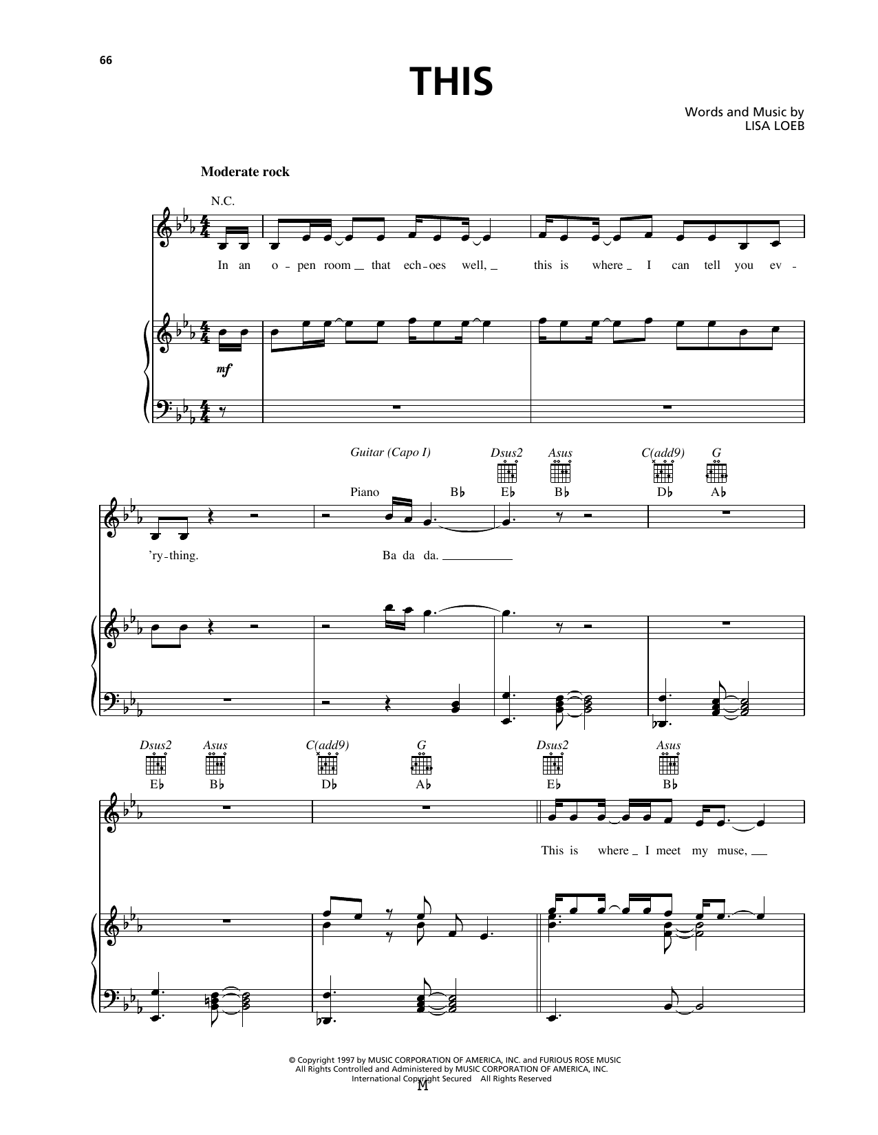 Lisa Loeb This sheet music notes and chords arranged for Piano, Vocal & Guitar Chords (Right-Hand Melody)