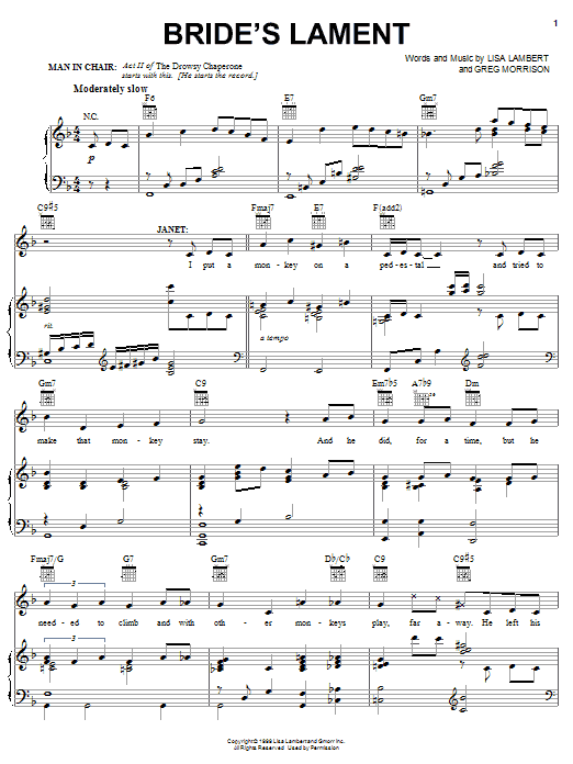 Lisa Lambert Bride's Lament sheet music notes and chords arranged for Piano, Vocal & Guitar Chords (Right-Hand Melody)