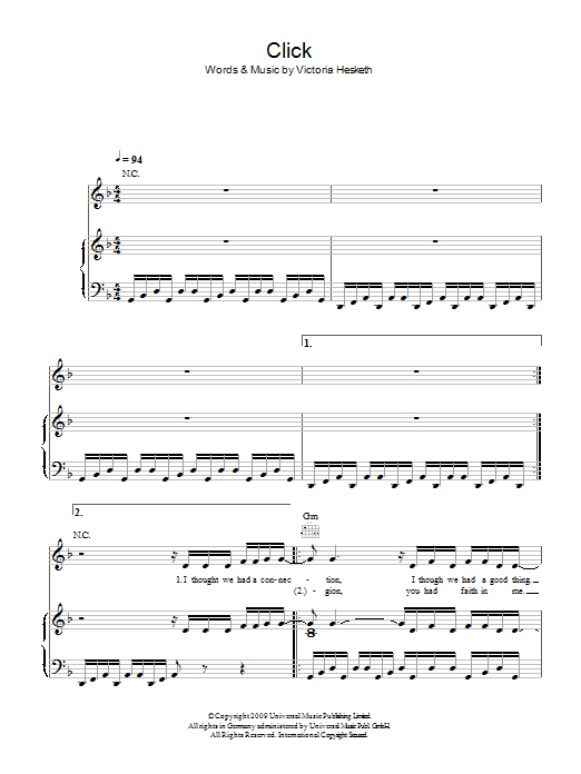 Little Boots Click sheet music notes and chords arranged for Piano, Vocal & Guitar Chords