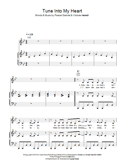 Little Boots Tune Into My Heart sheet music notes and chords arranged for Piano, Vocal & Guitar Chords