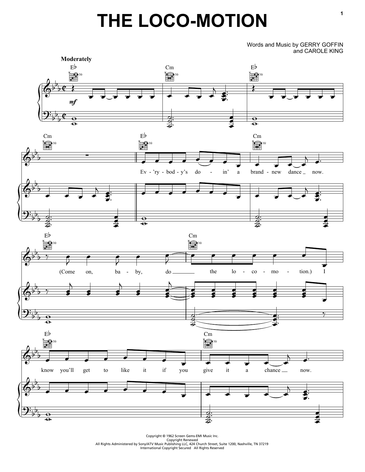 Little Eva The Loco-Motion sheet music notes and chords arranged for Very Easy Piano