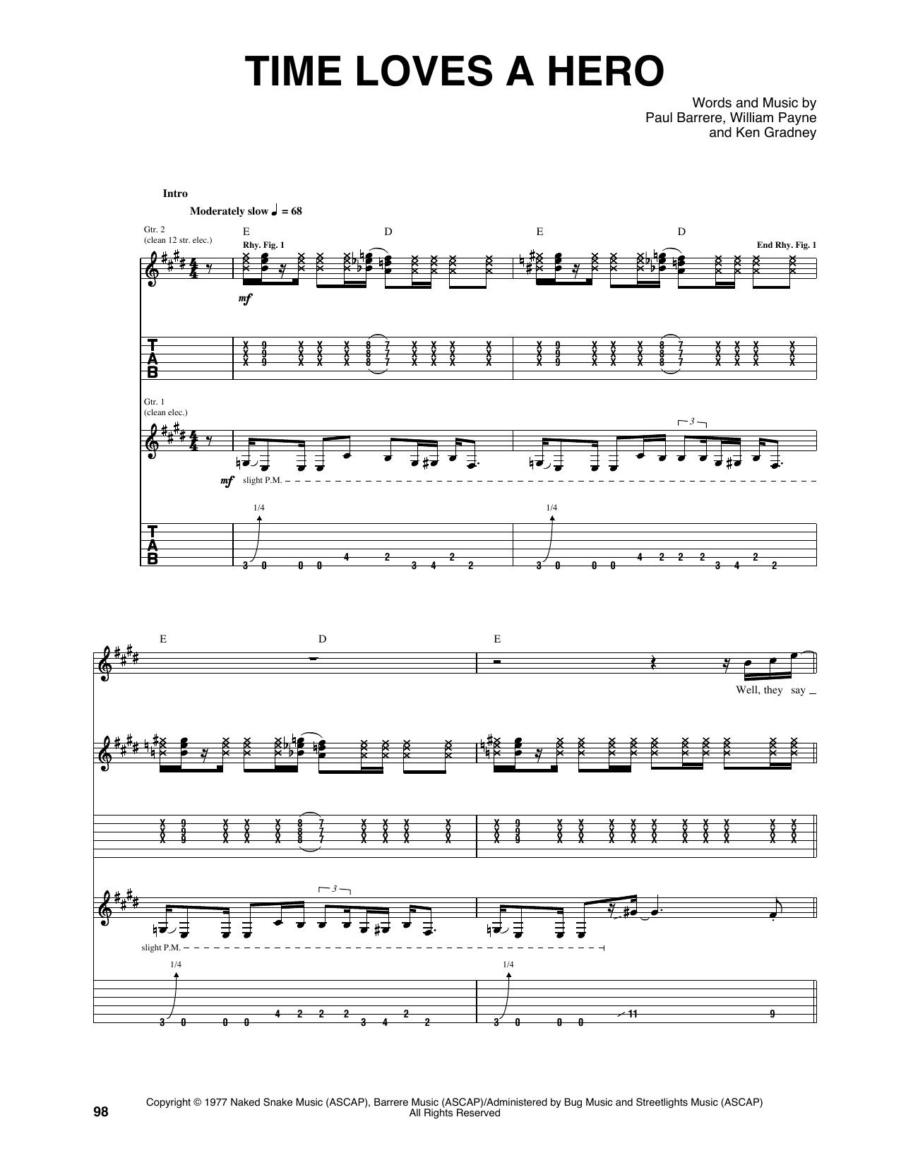 Little Feat Time Loves A Hero sheet music notes and chords arranged for Guitar Tab
