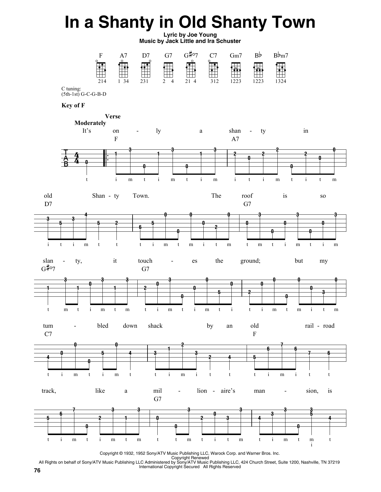 Little Jack Little In A Shanty In Old Shanty Town sheet music notes and chords arranged for Banjo Tab