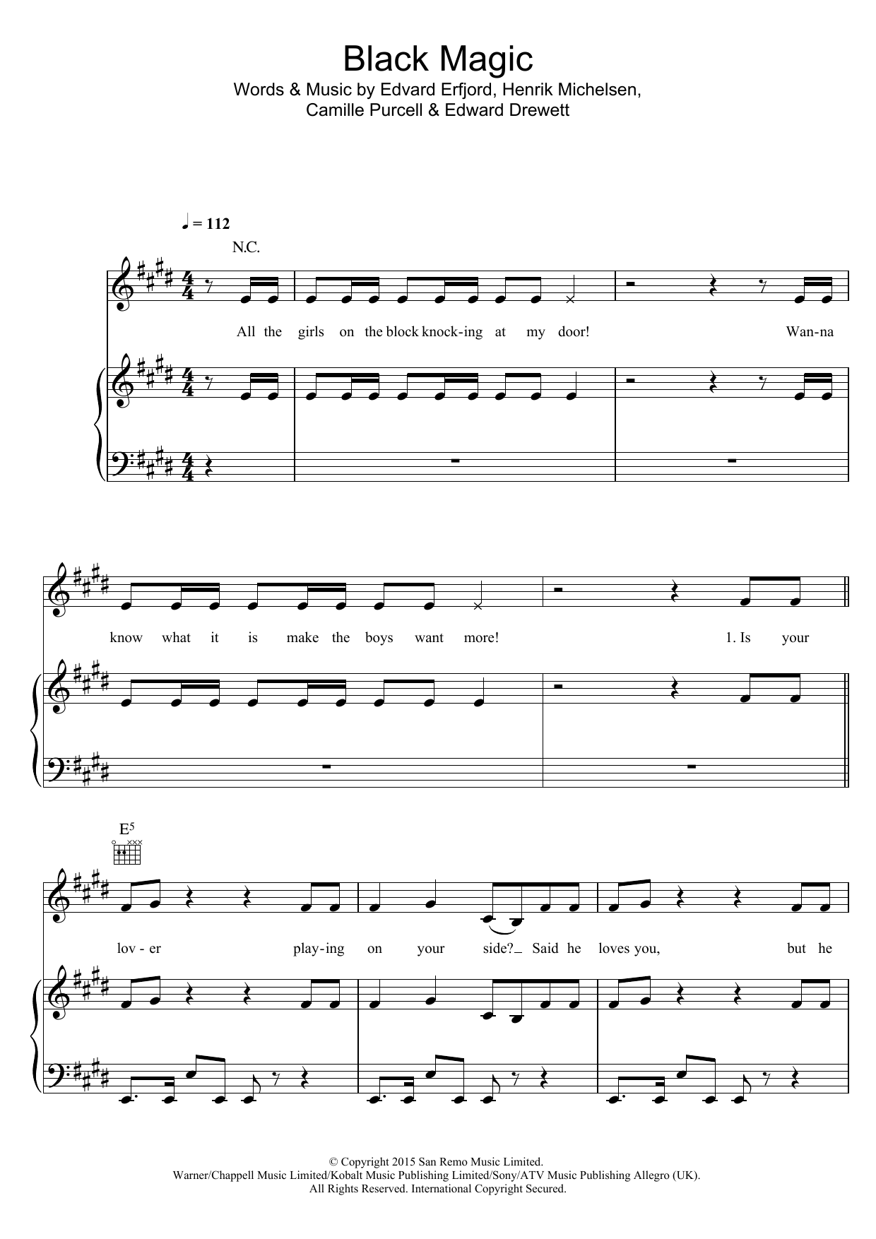 Little Mix Black Magic sheet music notes and chords arranged for Piano, Vocal & Guitar Chords