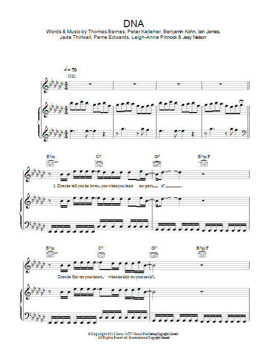 Little Mix DNA sheet music notes and chords arranged for Piano, Vocal & Guitar Chords