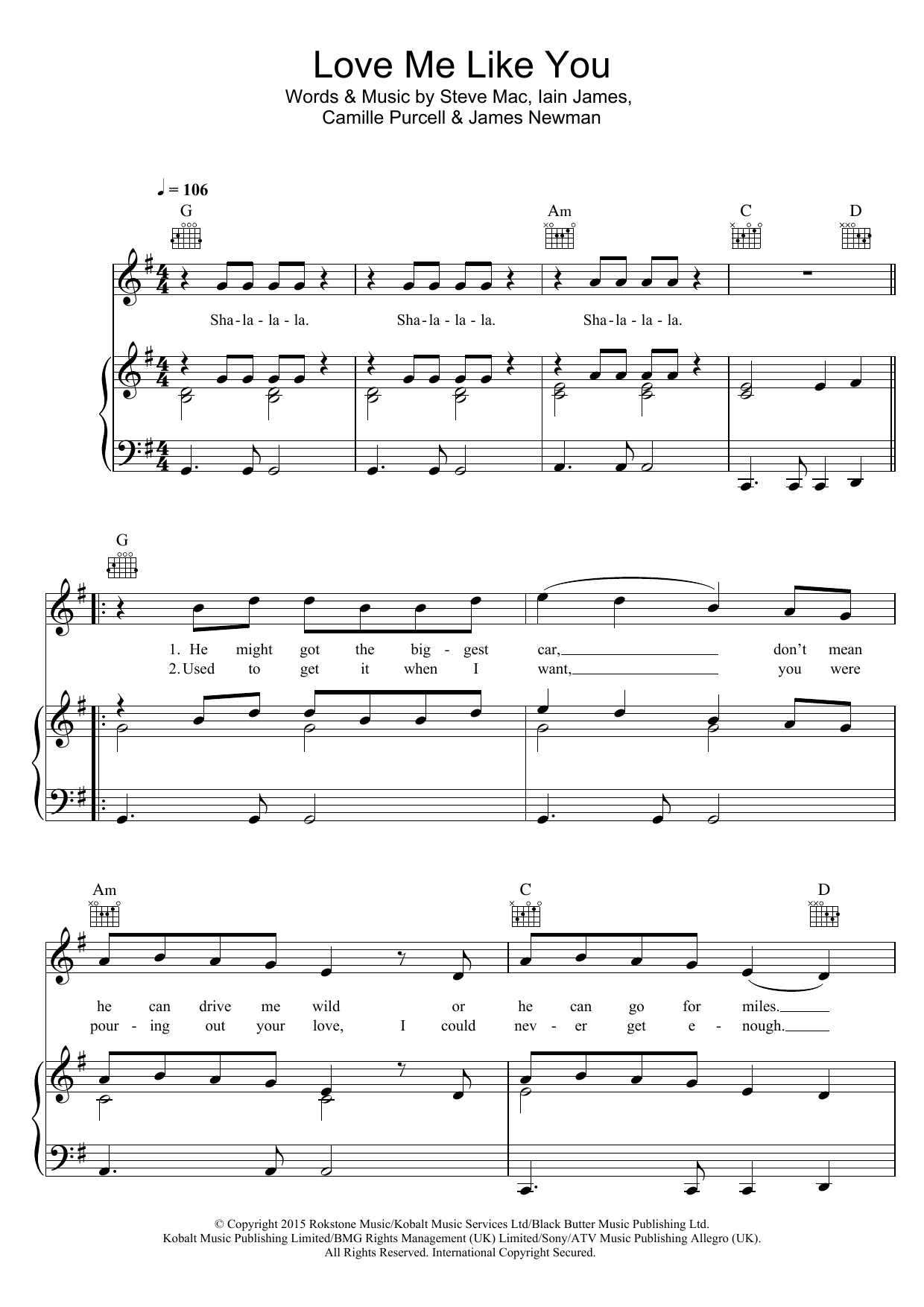 Little Mix Love Me Like You sheet music notes and chords arranged for Piano, Vocal & Guitar Chords