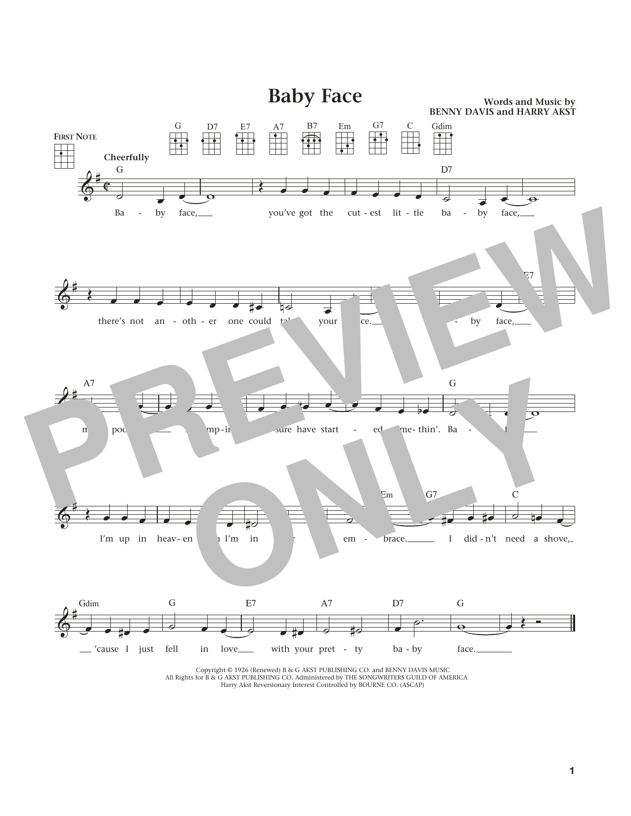 Little Richard Baby Face (from The Daily Ukulele) (arr. Liz and Jim Beloff) sheet music notes and chords arranged for Ukulele