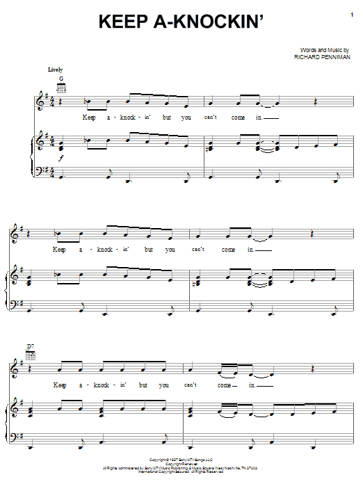 Little Richard Keep A Knockin' sheet music notes and chords arranged for Guitar Chords/Lyrics