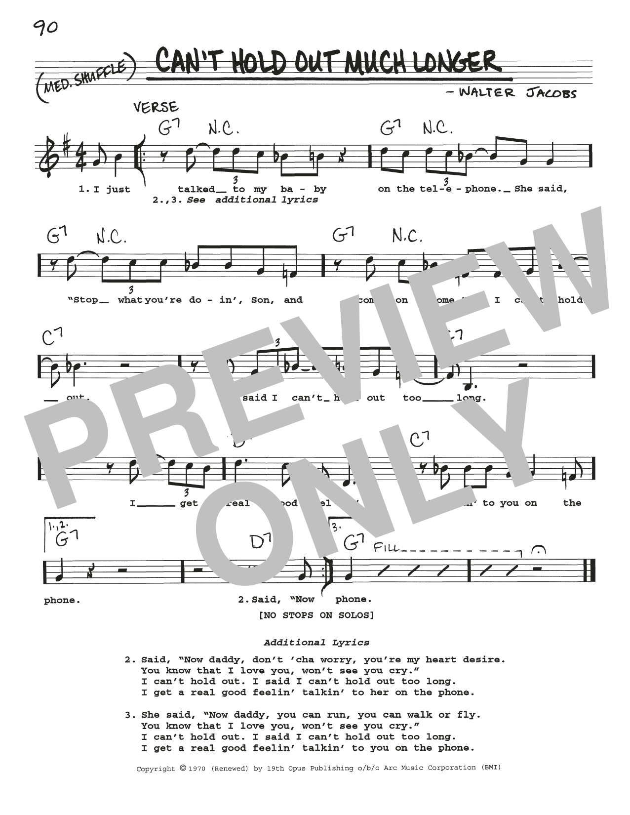 Little Walter Can't Hold Out Much Longer sheet music notes and chords arranged for Harmonica