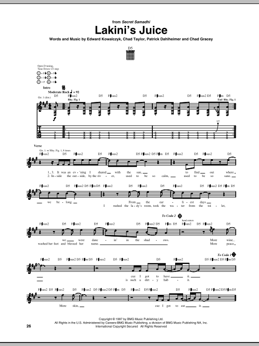 Live Lakini's Juice sheet music notes and chords arranged for Guitar Tab