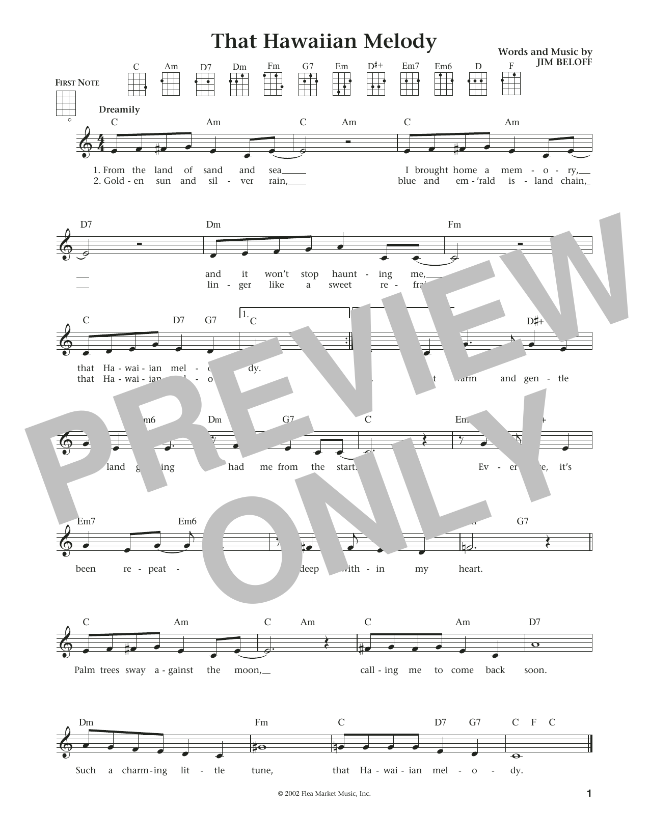 Liz and Jim Beloff That Hawaiian Melody (from The Daily Ukulele) sheet music notes and chords arranged for Ukulele