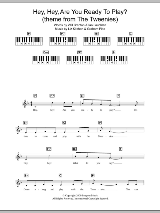 Liz Kitchen Hey, Hey, Are You Ready To Play? sheet music notes and chords arranged for Piano Chords/Lyrics