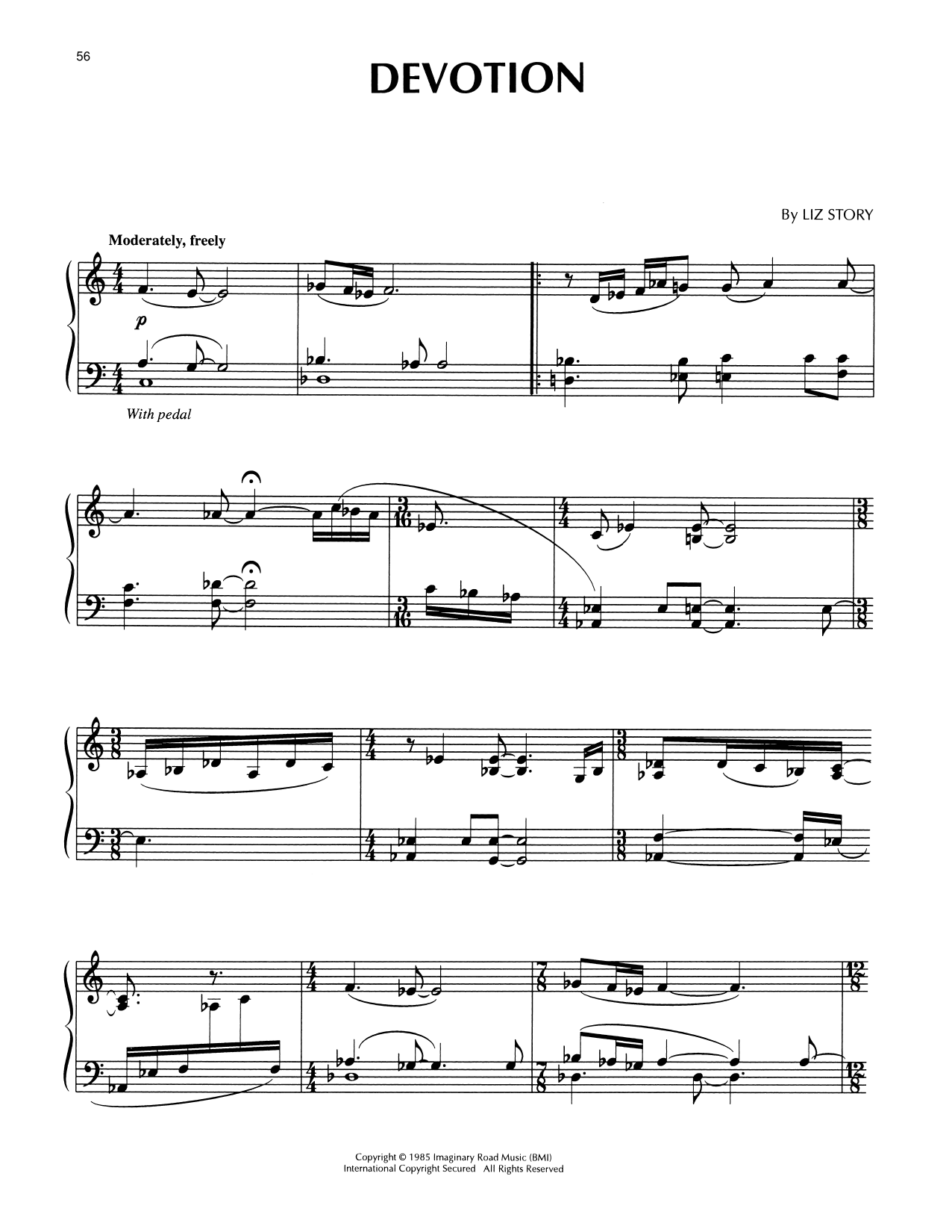 Liz Story Devotion sheet music notes and chords arranged for Piano Solo