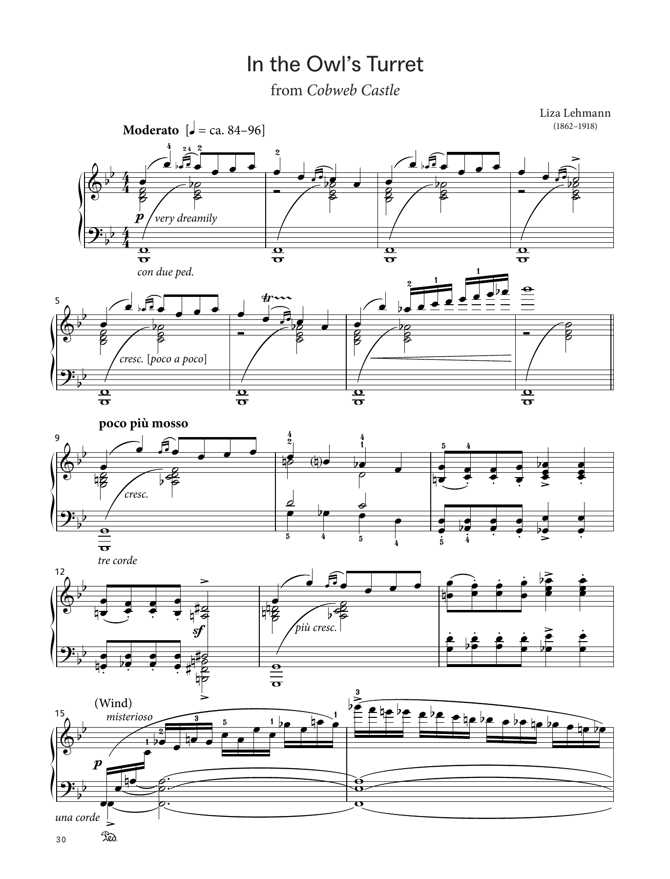 Liza Lehmann In the Owl's Turret (LCME Piano 2018 Grade 5 List B) sheet music notes and chords arranged for Piano Solo
