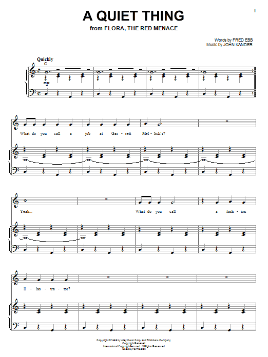 Liza Minnelli A Quiet Thing sheet music notes and chords arranged for Piano & Vocal