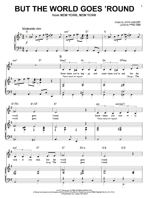 Liza Minnelli But The World Goes 'Round sheet music notes and chords arranged for Piano & Vocal