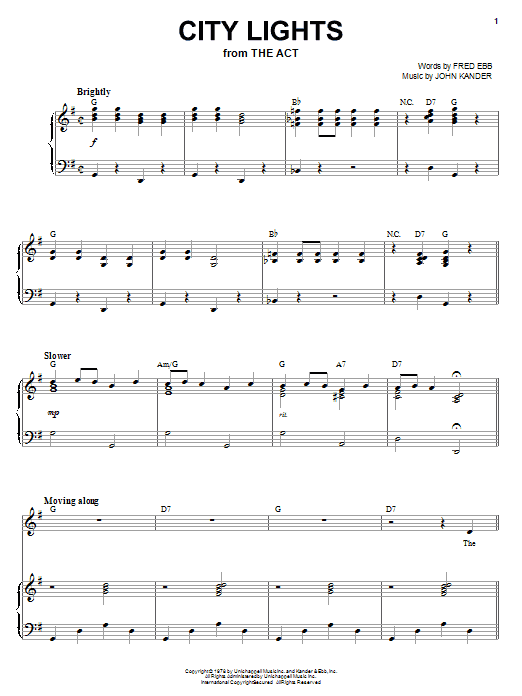 Liza Minnelli City Lights sheet music notes and chords arranged for Piano & Vocal