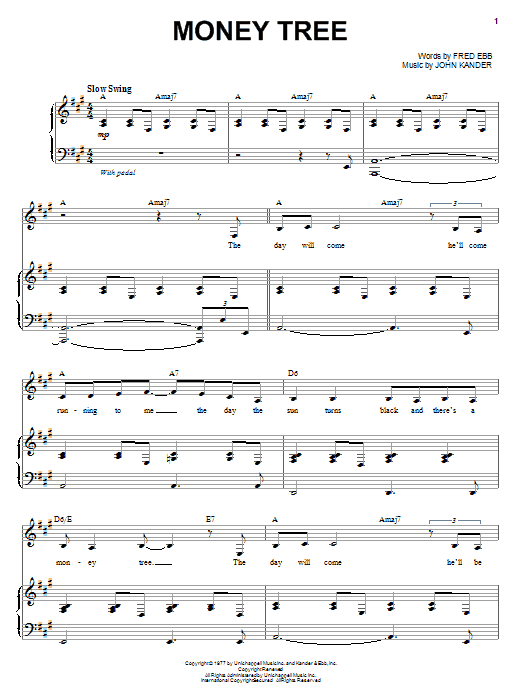 Liza Minnelli Money Tree sheet music notes and chords arranged for Piano & Vocal
