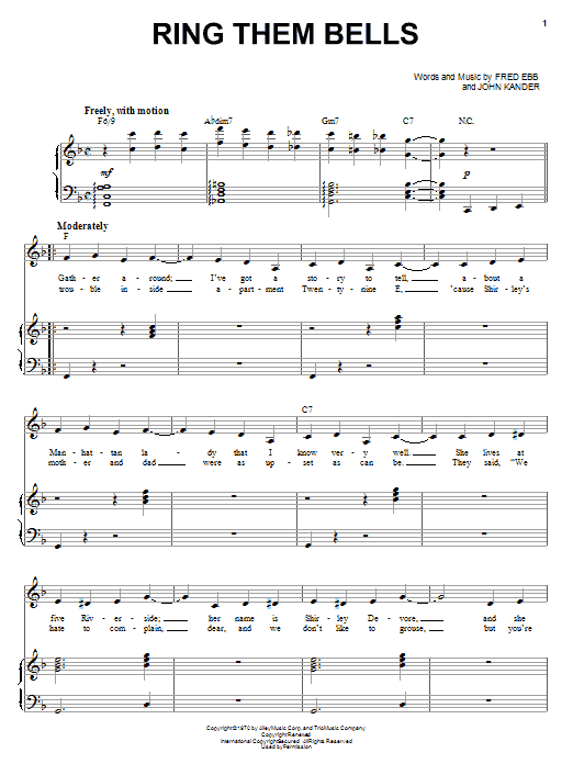 Liza Minnelli Ring Them Bells sheet music notes and chords arranged for Piano & Vocal