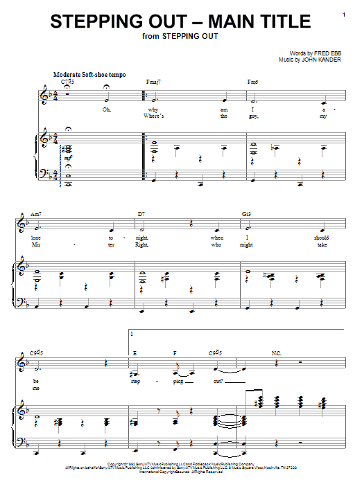 Liza Minnelli Stepping Out - Main Title sheet music notes and chords arranged for Piano & Vocal