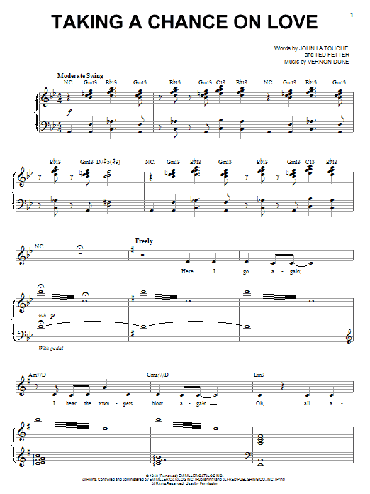 Liza Minnelli Taking A Chance On Love sheet music notes and chords arranged for Piano & Vocal