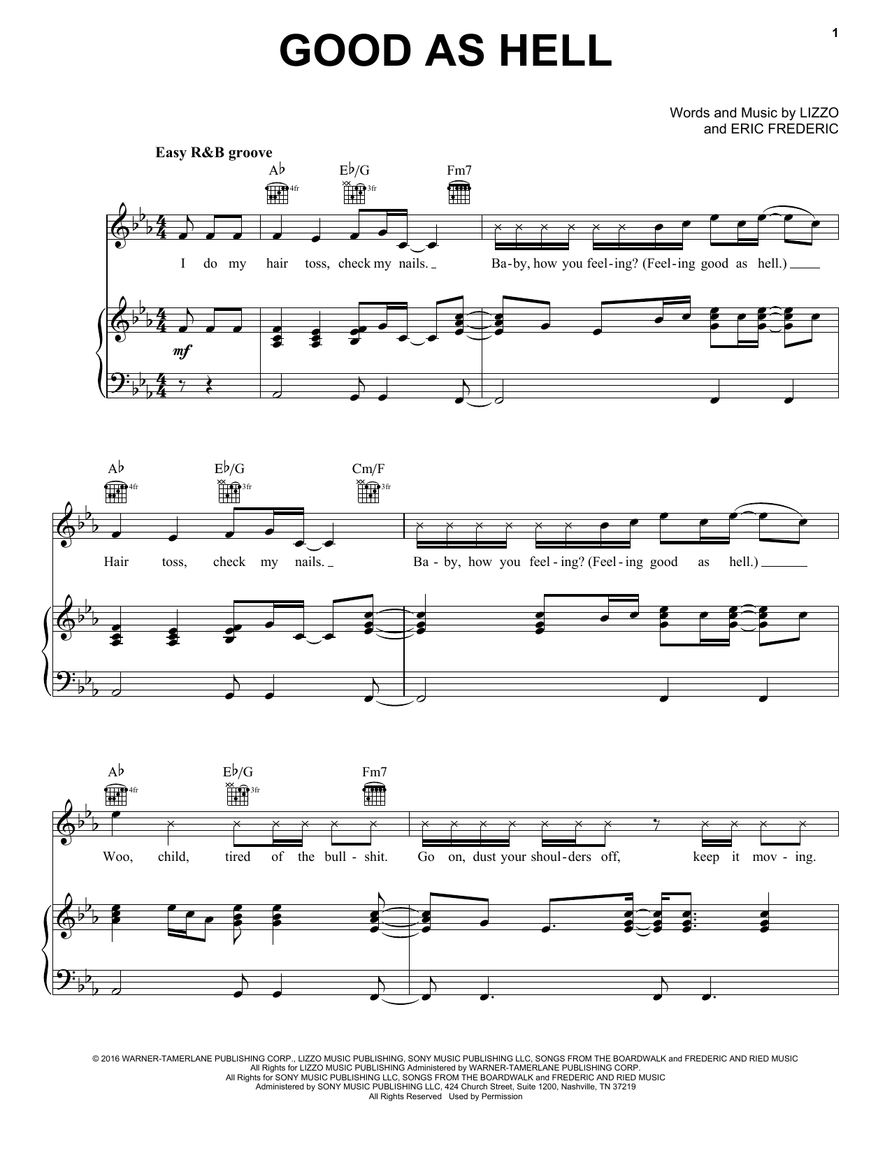 Lizzo Good As Hell sheet music notes and chords arranged for Easy Piano