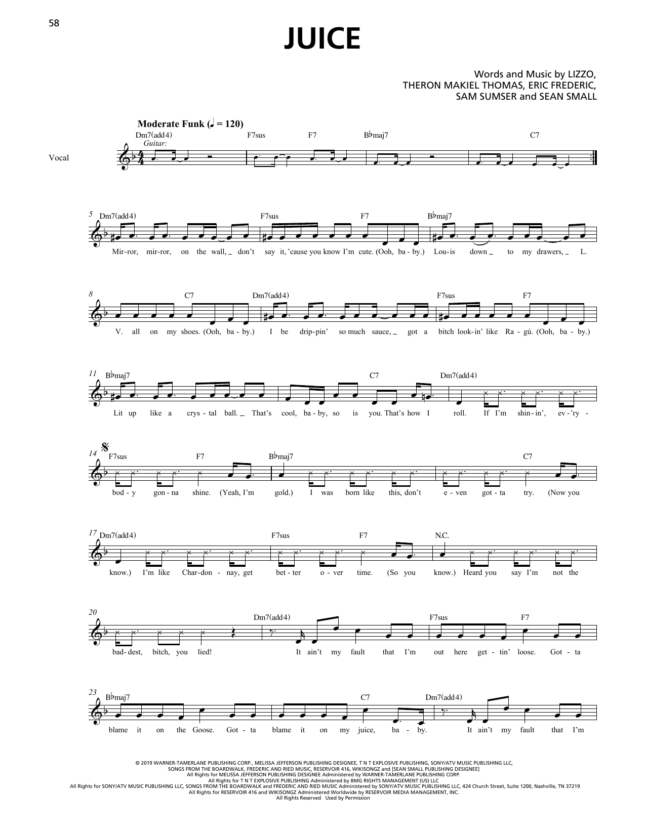 Lizzo Juice (Horn Section) sheet music notes and chords arranged for Transcribed Score