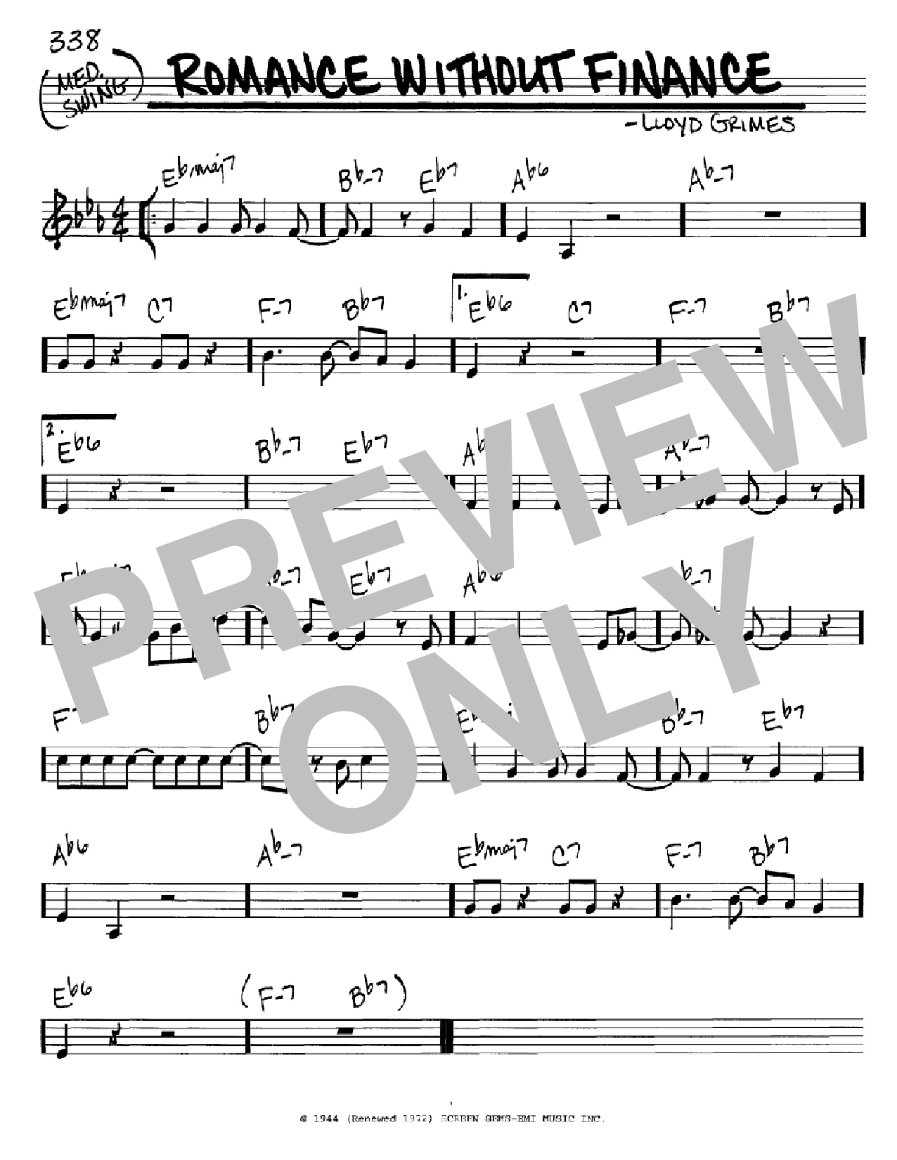 Lloyd Grimes Romance Without Finance sheet music notes and chords arranged for Real Book – Melody & Chords – C Instruments