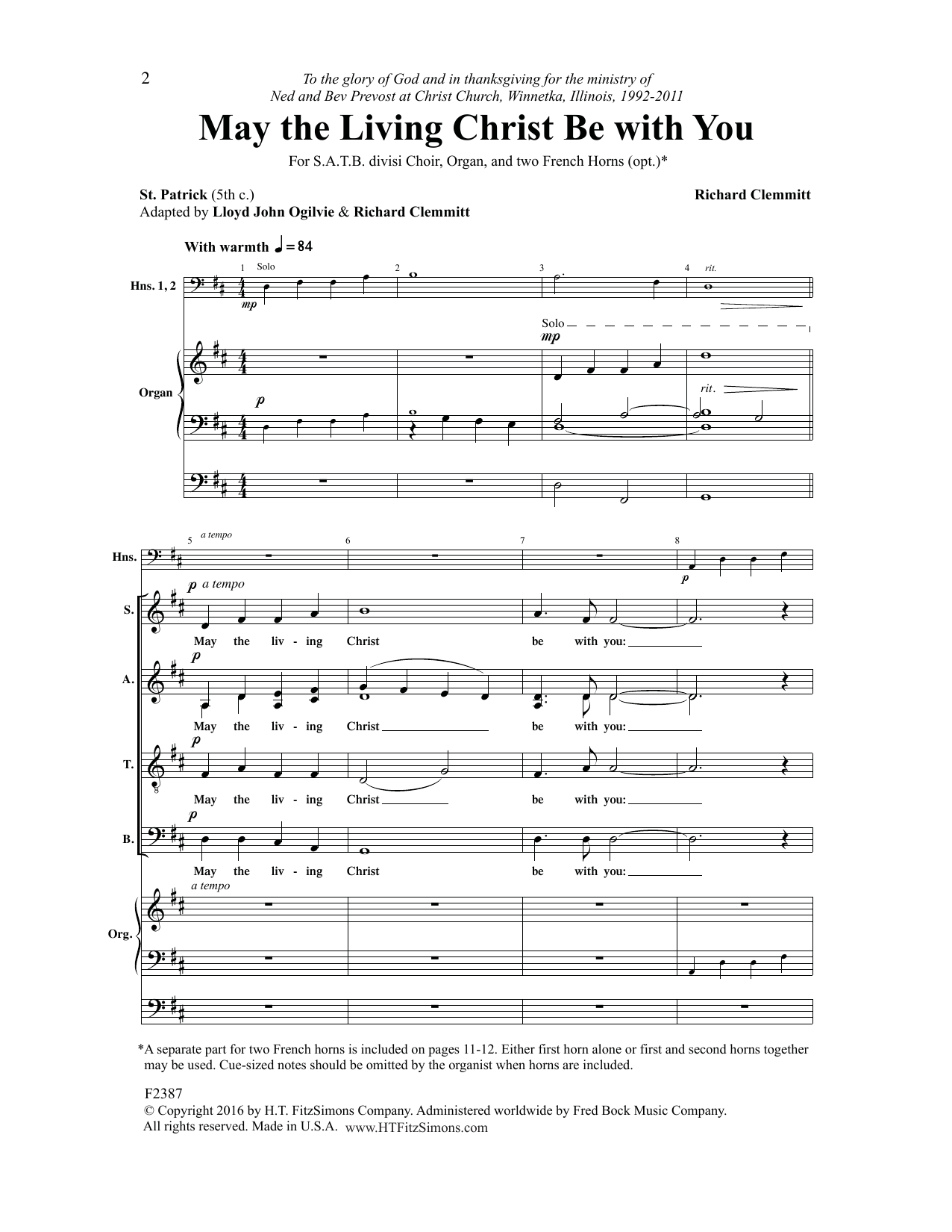Lloyd John Ogilvie May the Living Christ Be with You sheet music notes and chords arranged for SATB Choir