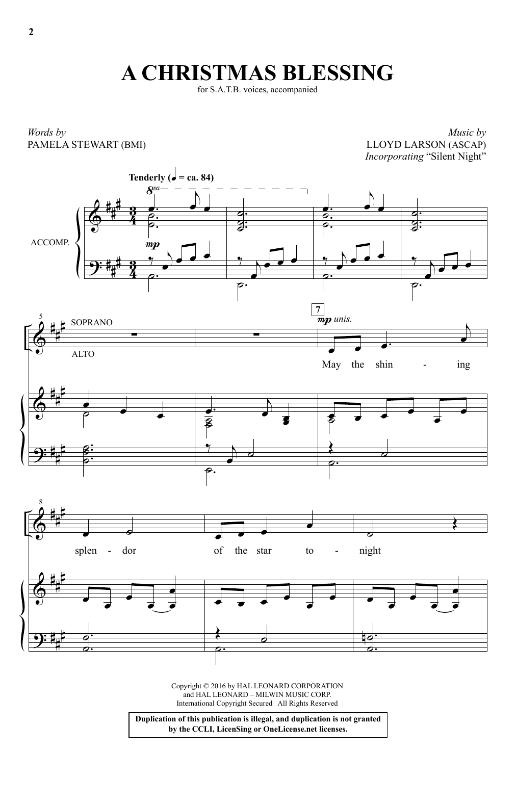 Lloyd Larson A Christmas Blessing sheet music notes and chords arranged for SATB Choir