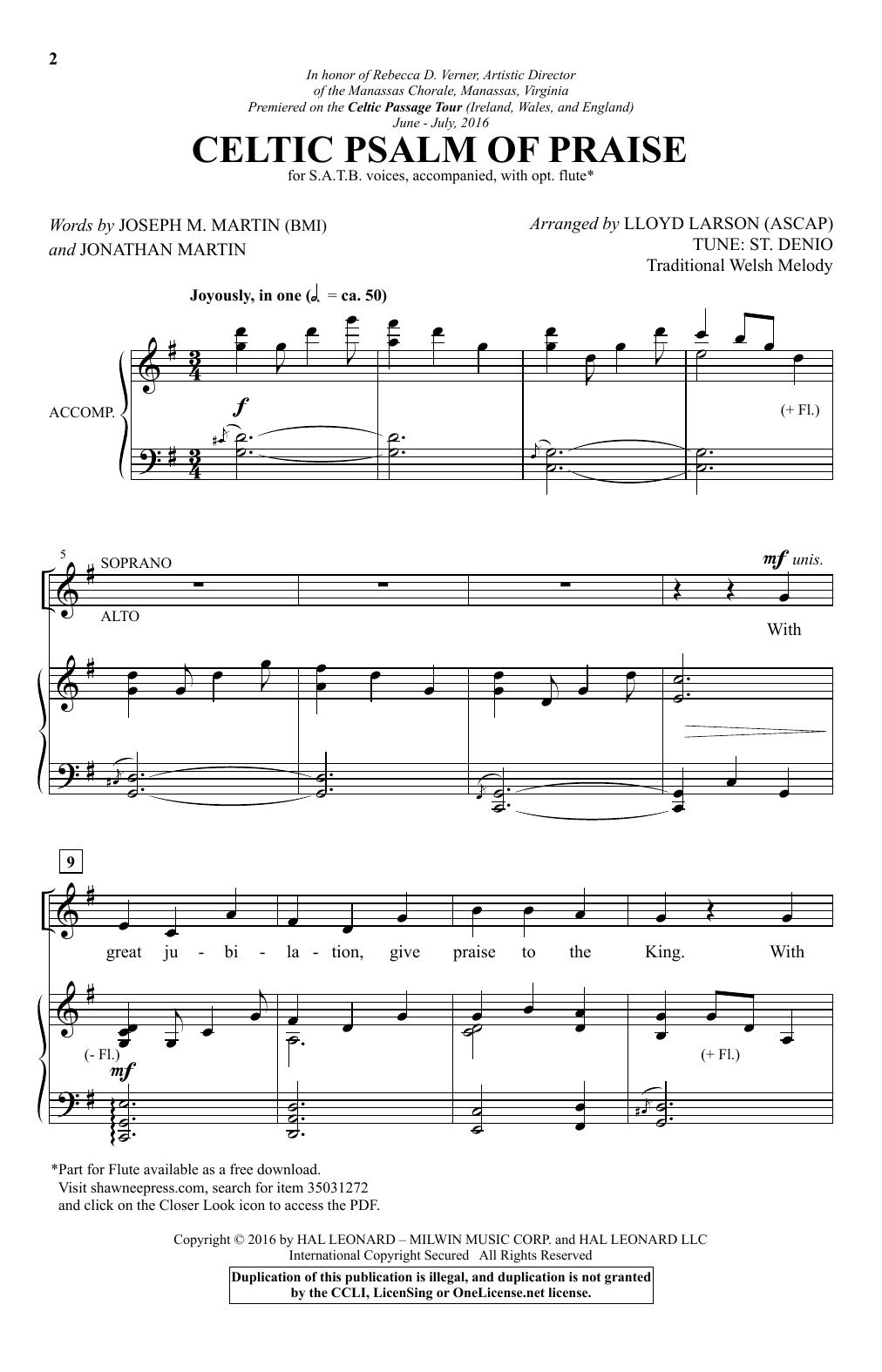 Lloyd Larson Celtic Psalm Of Praise sheet music notes and chords arranged for SATB Choir