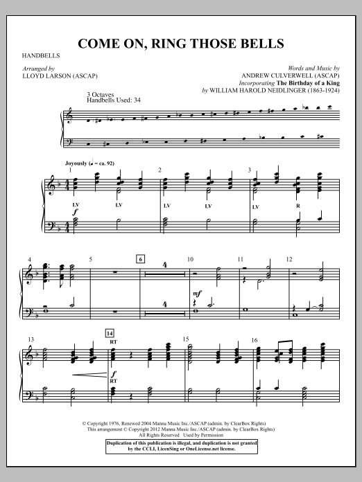 Lloyd Larson Come On, Ring Those Bells sheet music notes and chords arranged for Percussion Solo