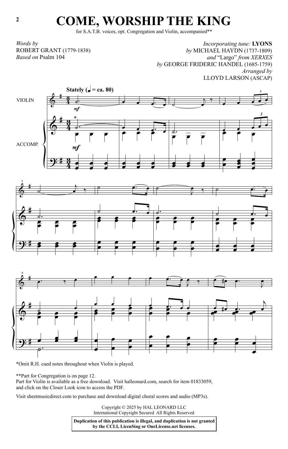 Lloyd Larson Come, Worship The King sheet music notes and chords arranged for SATB Choir