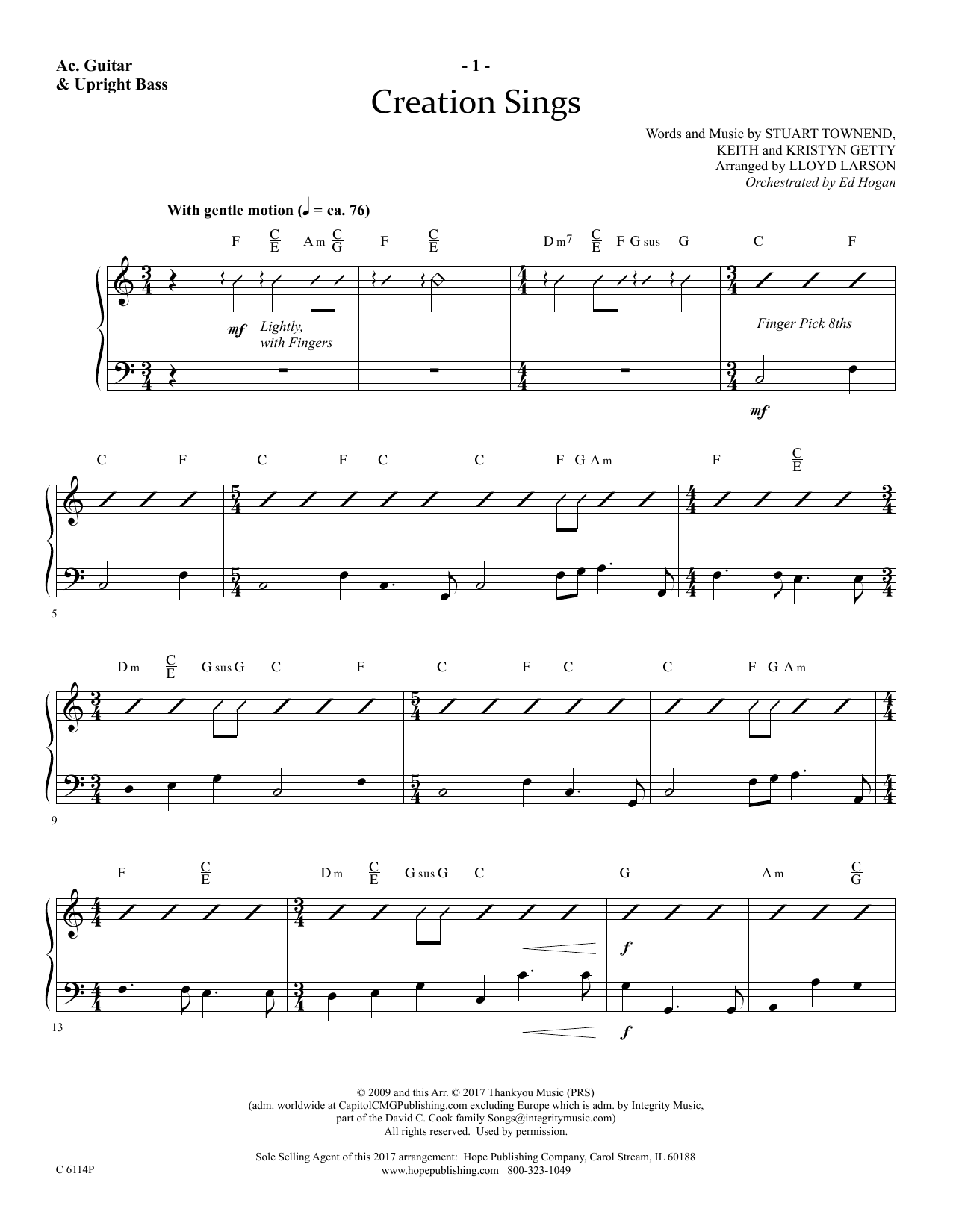 Lloyd Larson Creation Sings - Acoustic Guitar/Electric Bass sheet music notes and chords arranged for Choir Instrumental Pak