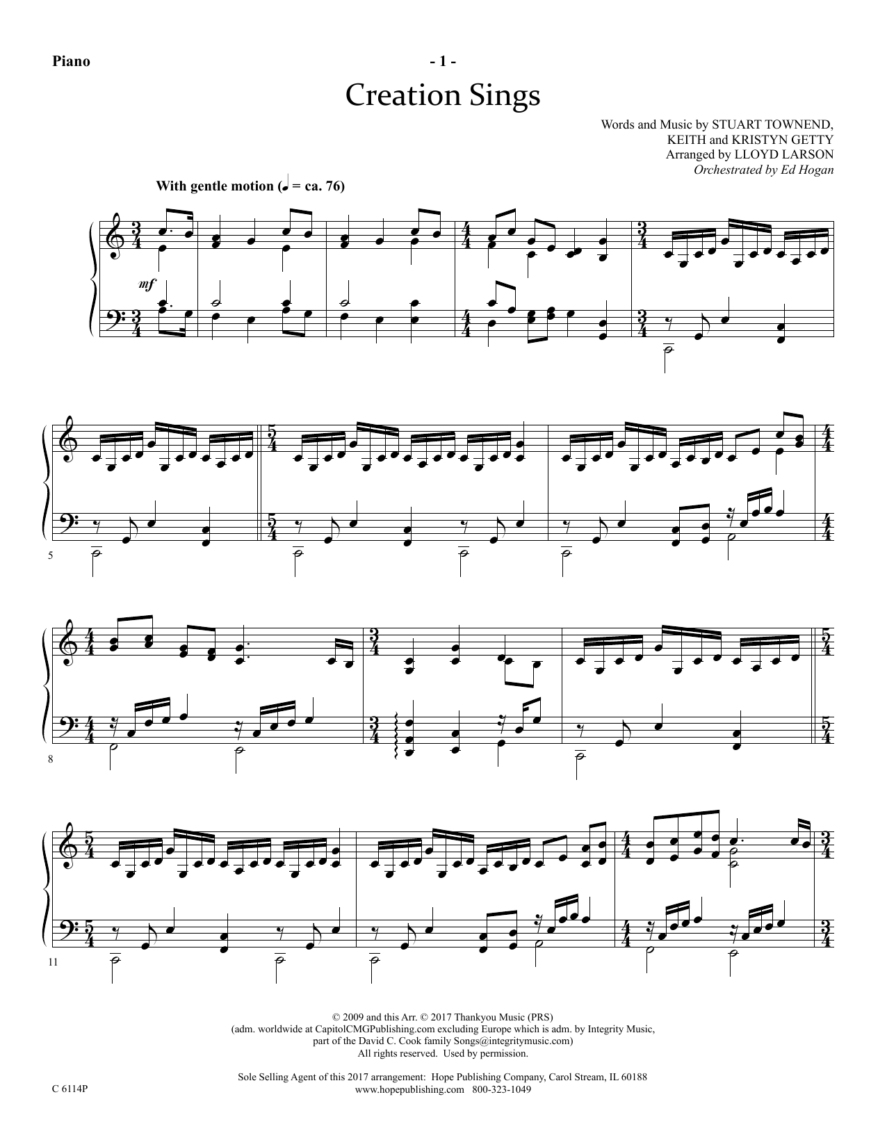 Lloyd Larson Creation Sings - Piano sheet music notes and chords arranged for Choir Instrumental Pak