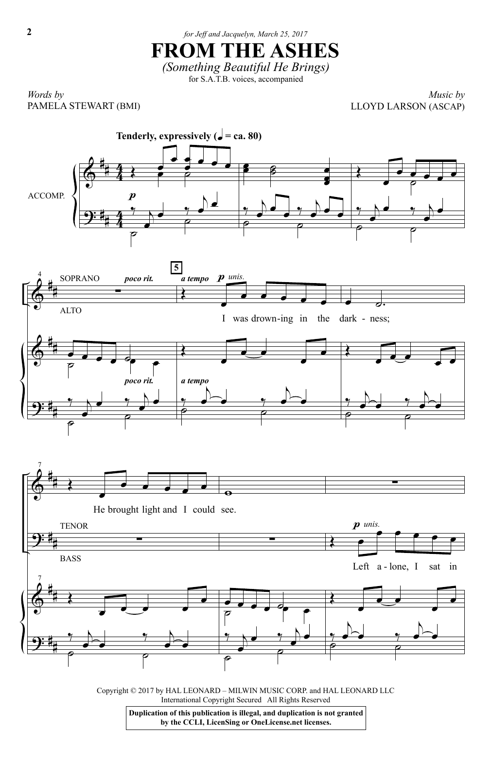 Lloyd Larson From The Ashes (Something Beautiful He Brings) sheet music notes and chords arranged for SATB Choir
