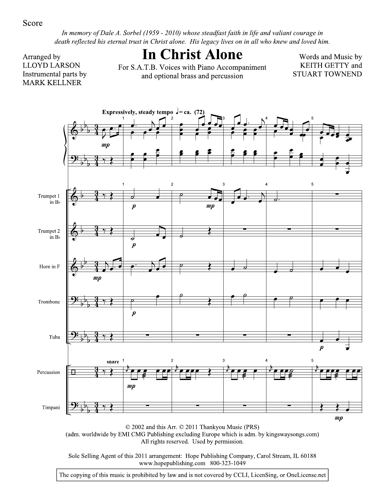 Lloyd Larson In Christ Alone - Full Score sheet music notes and chords arranged for Choir Instrumental Pak