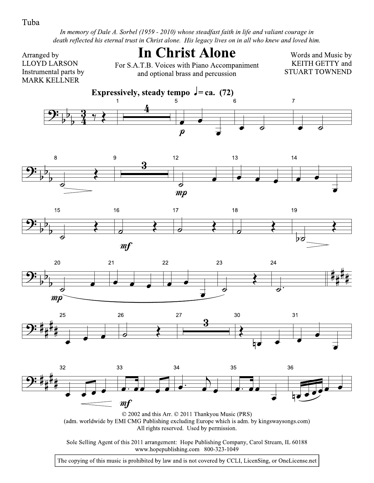 Lloyd Larson In Christ Alone - Tuba sheet music notes and chords arranged for Choir Instrumental Pak