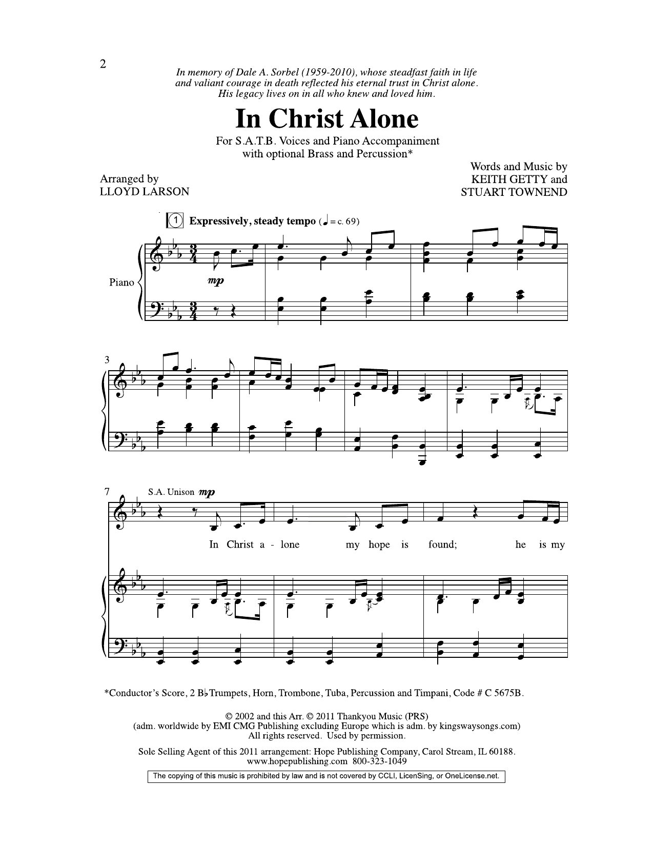 Lloyd Larson In Christ Alone sheet music notes and chords arranged for SATB Choir