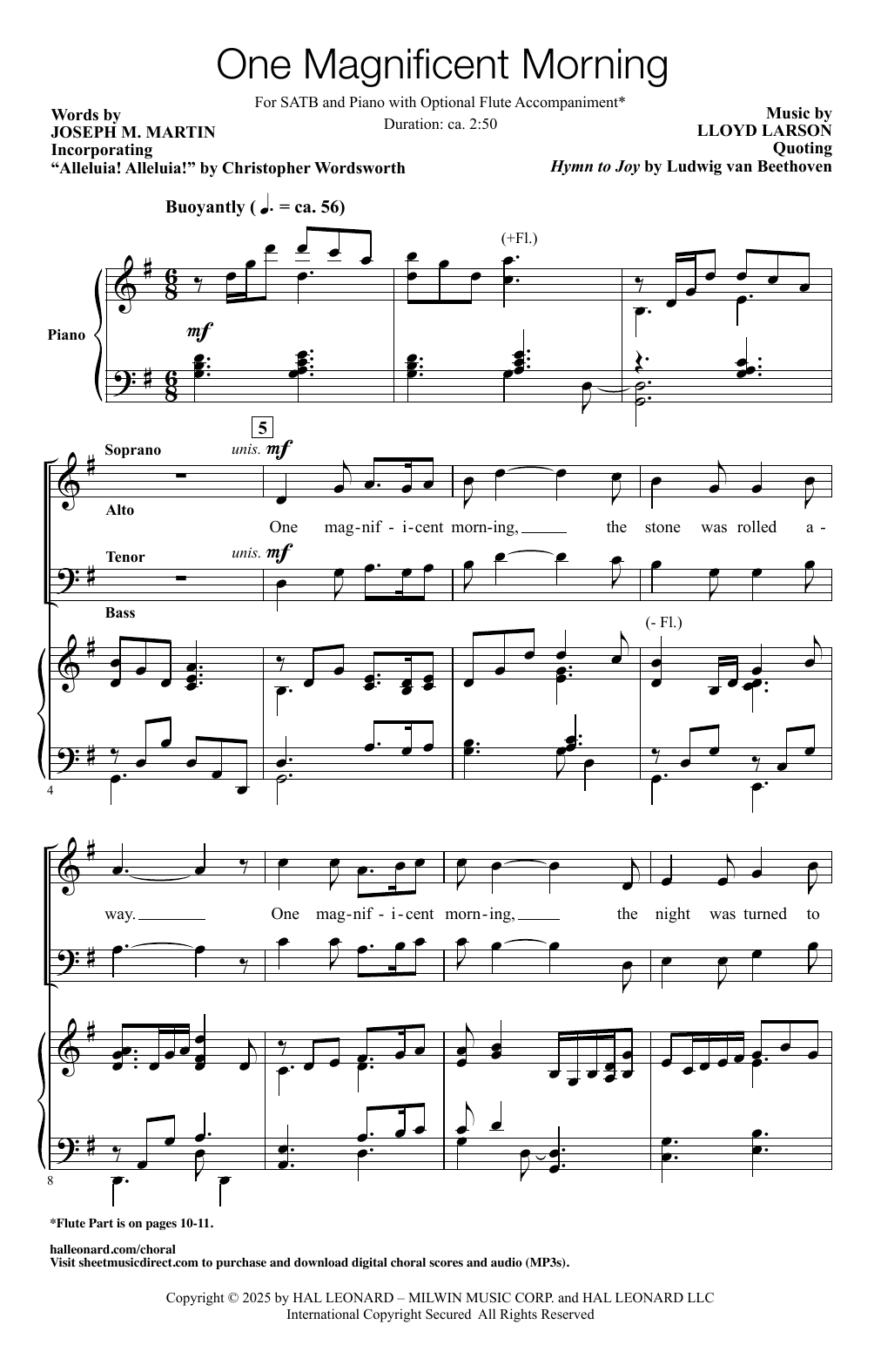 Lloyd Larson One Magnificent Morning sheet music notes and chords arranged for SATB Choir