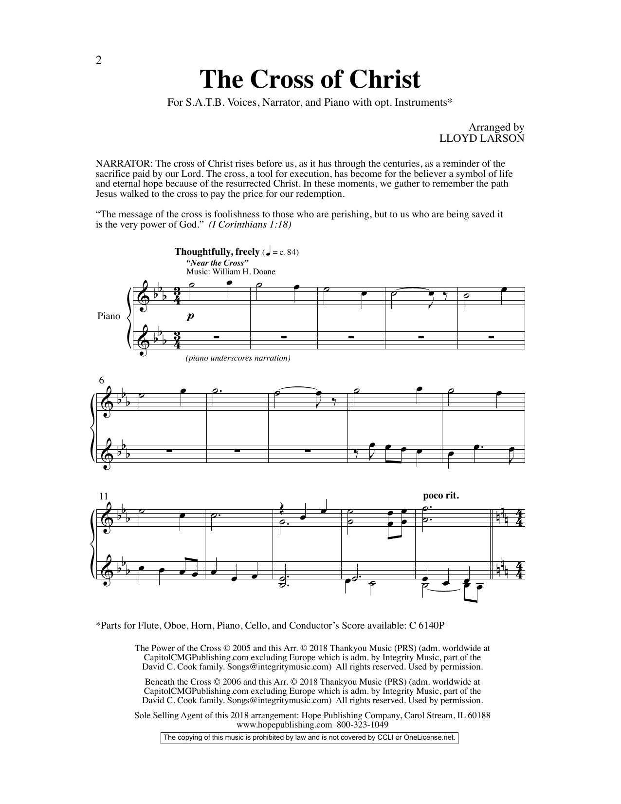 Lloyd Larson The Cross Of Christ sheet music notes and chords arranged for SATB Choir