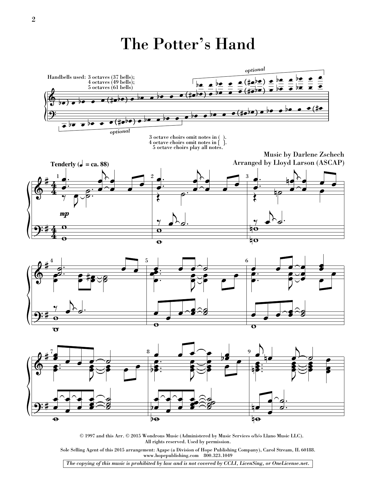Lloyd Larson The Potter's Hand - Handbells sheet music notes and chords arranged for Choir Instrumental Pak