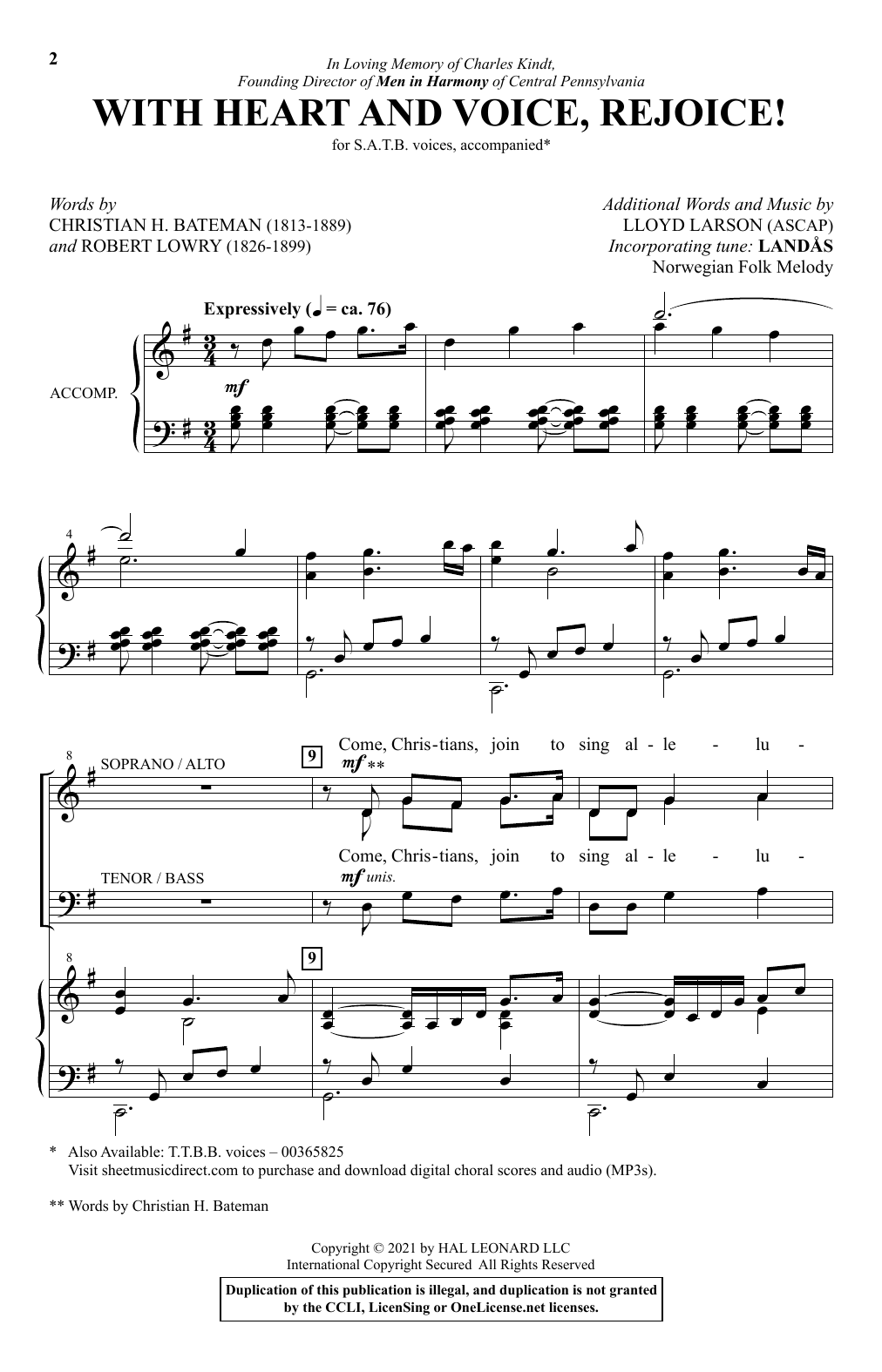 Lloyd Larson With Heart And Voice, Rejoice! sheet music notes and chords arranged for SATB Choir