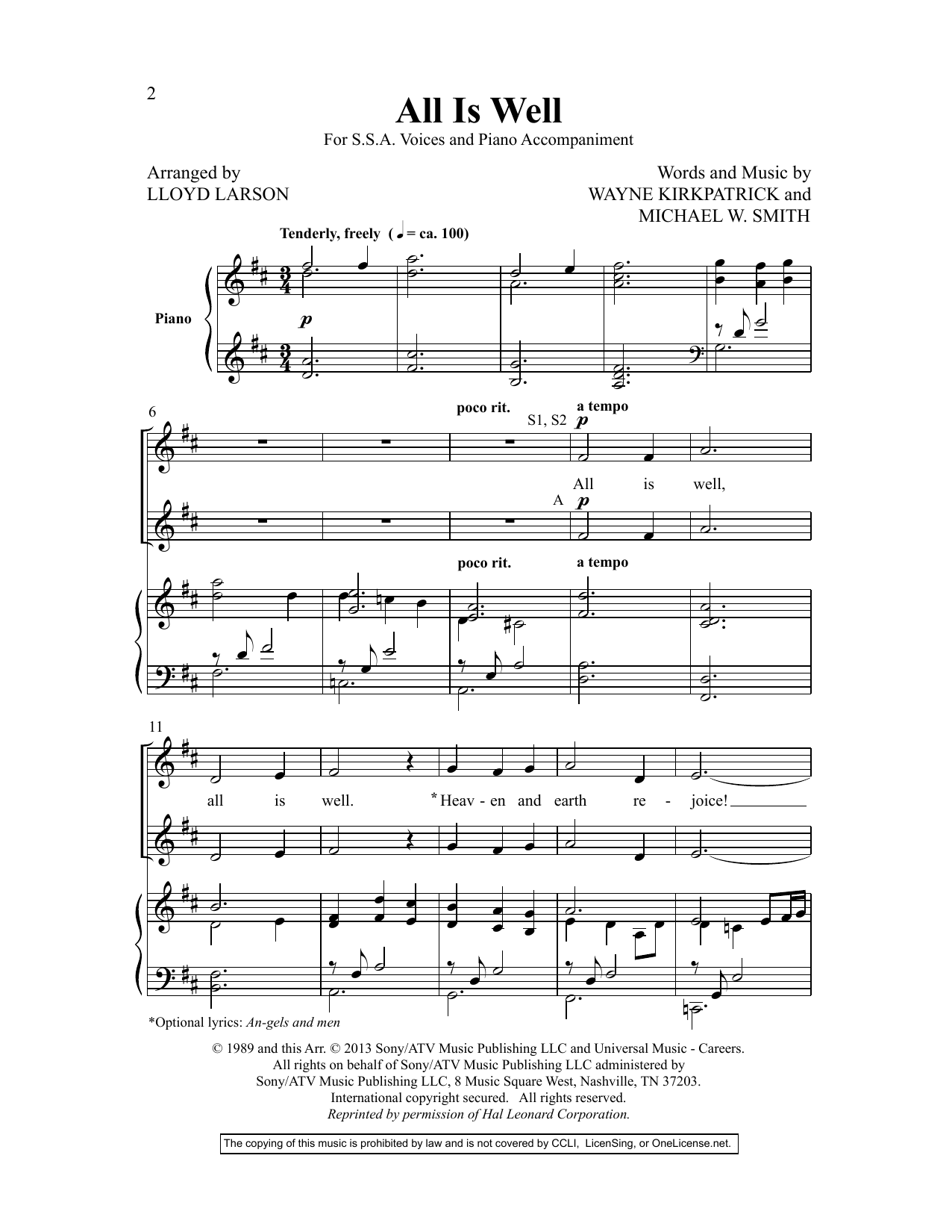 Lloyd Larson Women In Song IV sheet music notes and chords arranged for SSA Choir