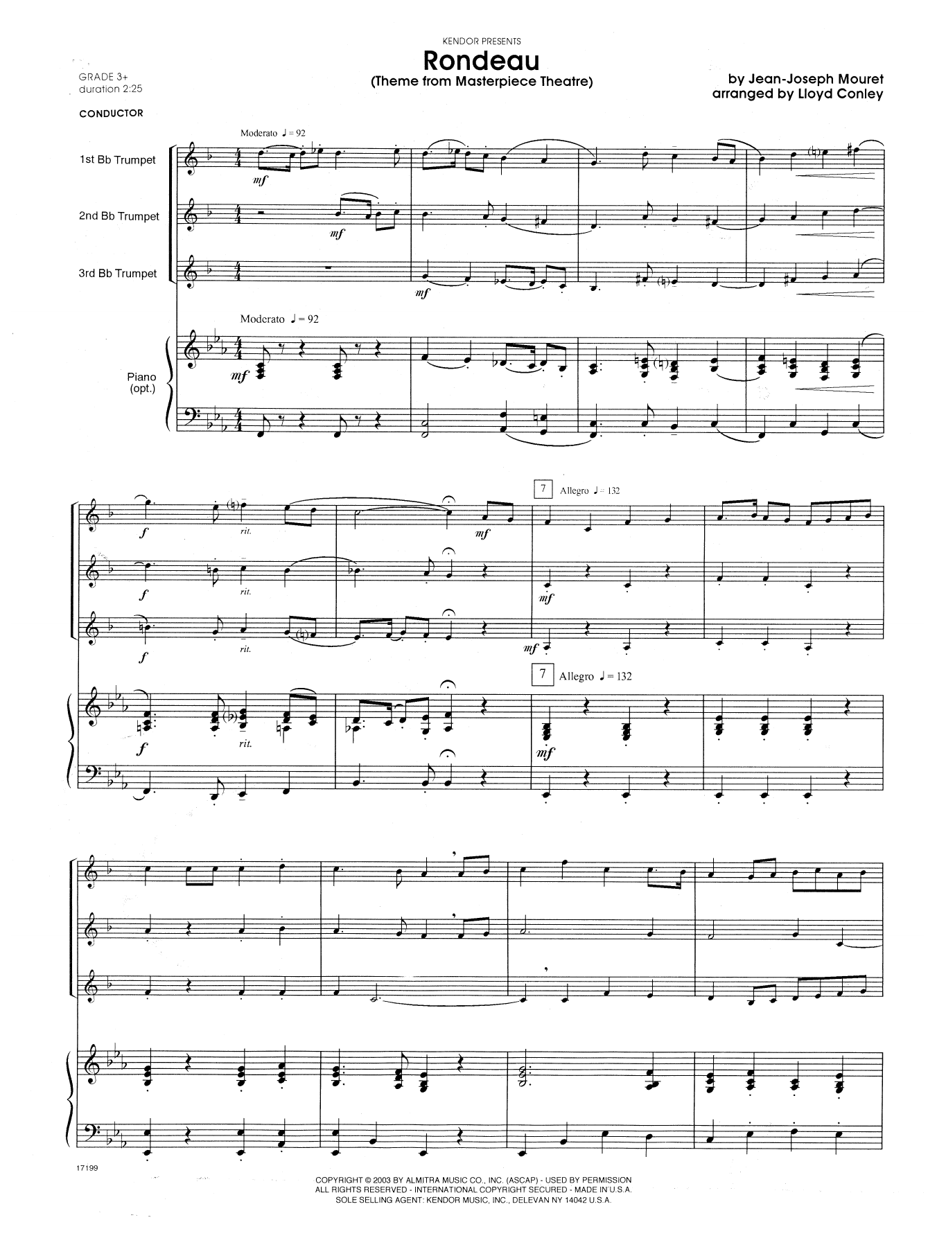 Lloyd Conley Rondeau (Theme From Masterpiece Theatre) - Full Score sheet music notes and chords. Download Printable PDF.