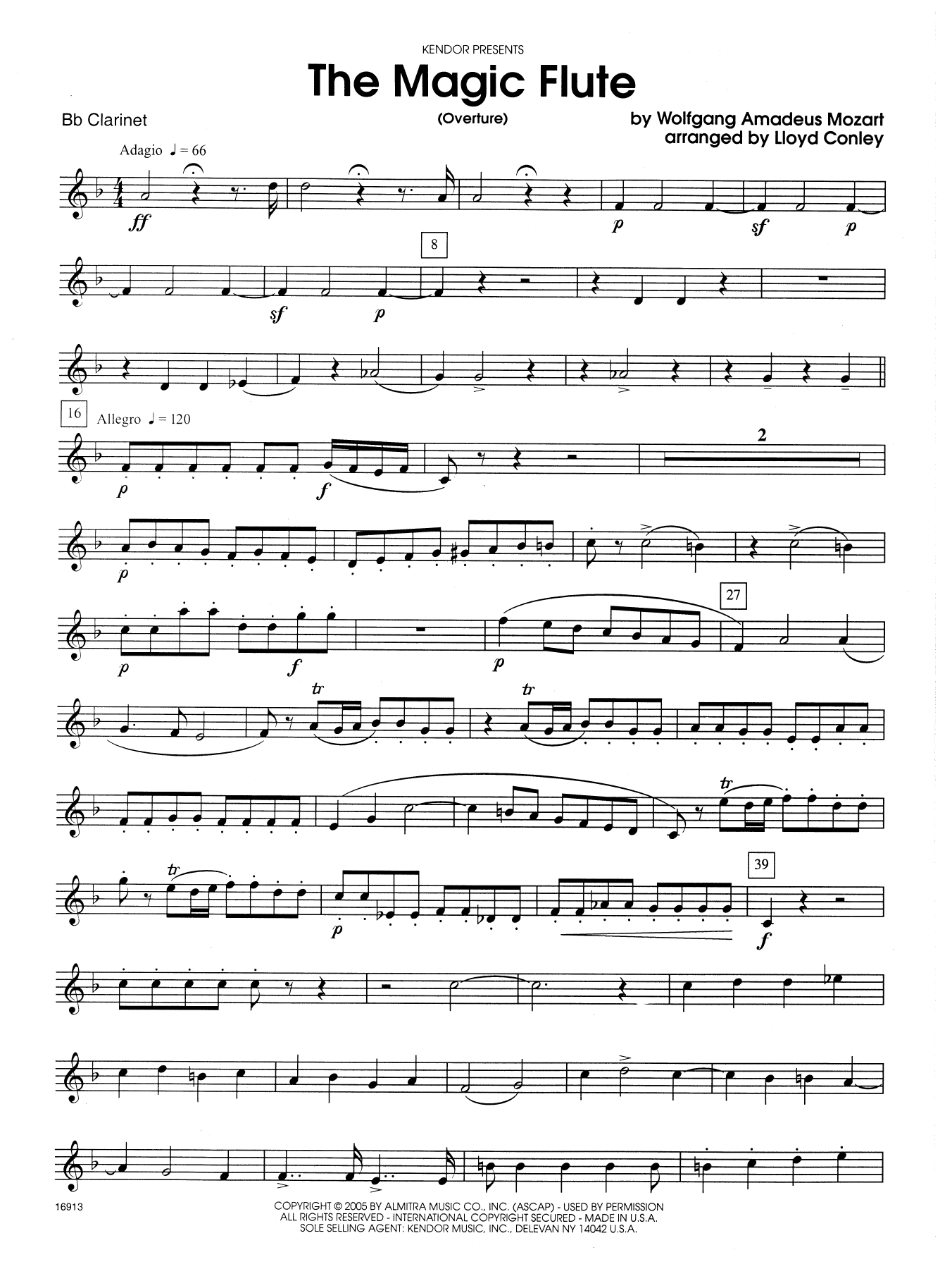 Lloyd Conley The Magic Flute (Overture) - Bb Clarinet sheet music notes and chords. Download Printable PDF.