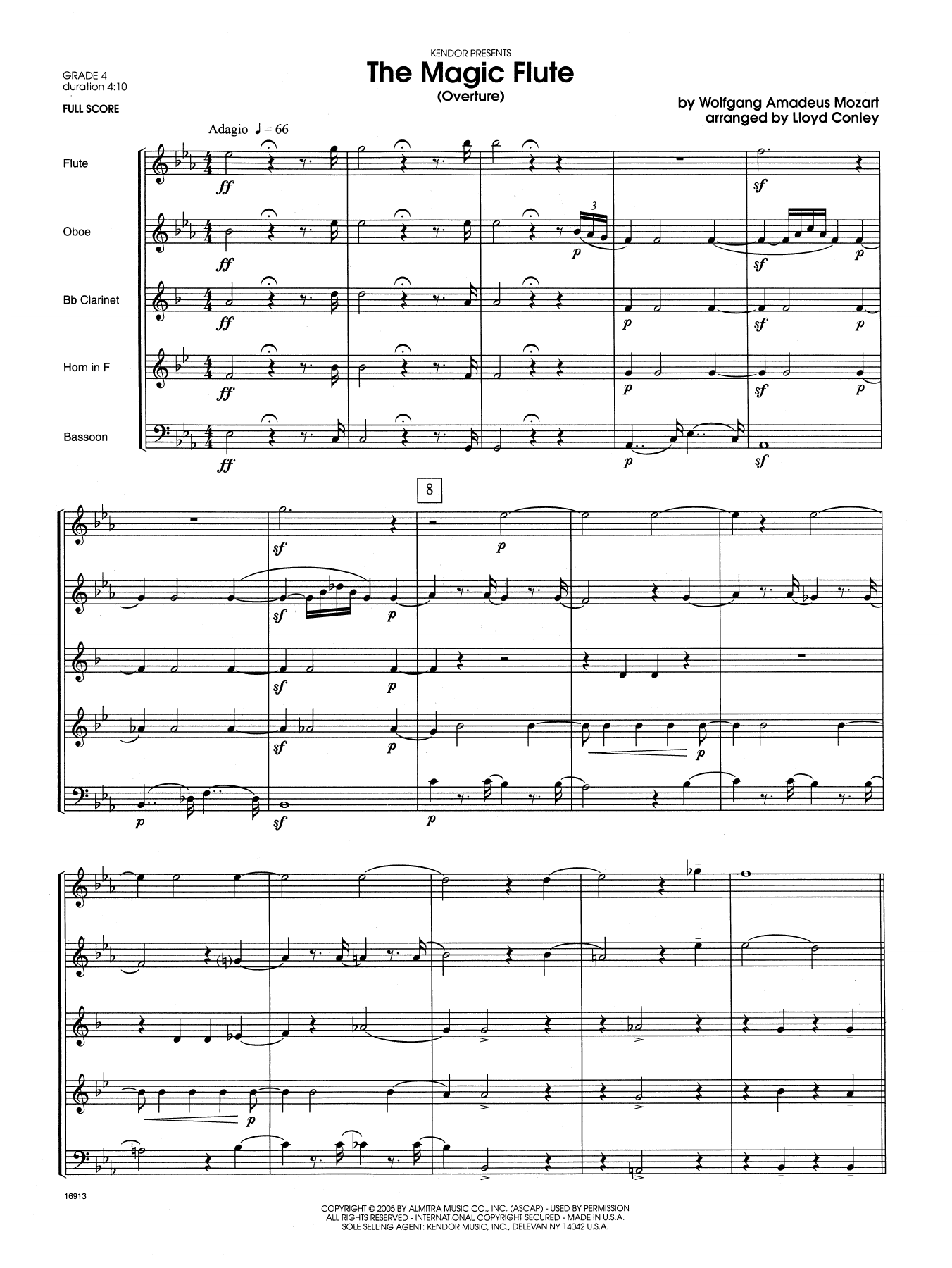 Lloyd Conley The Magic Flute (Overture) - Full Score sheet music notes and chords. Download Printable PDF.